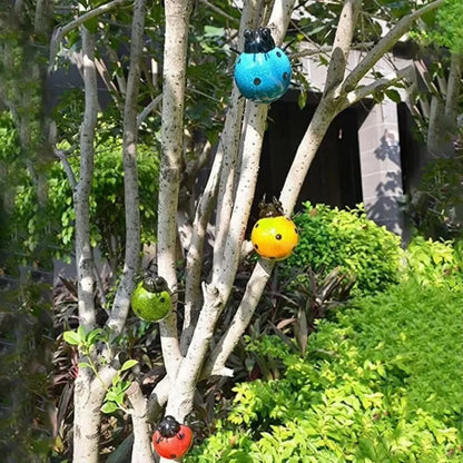 New Arrivals Set of 4 Metal Garden Wall Art Decorative Cute Ladybugs Outdoor Wall Sculptures Metal Ladybug Garden Decorations