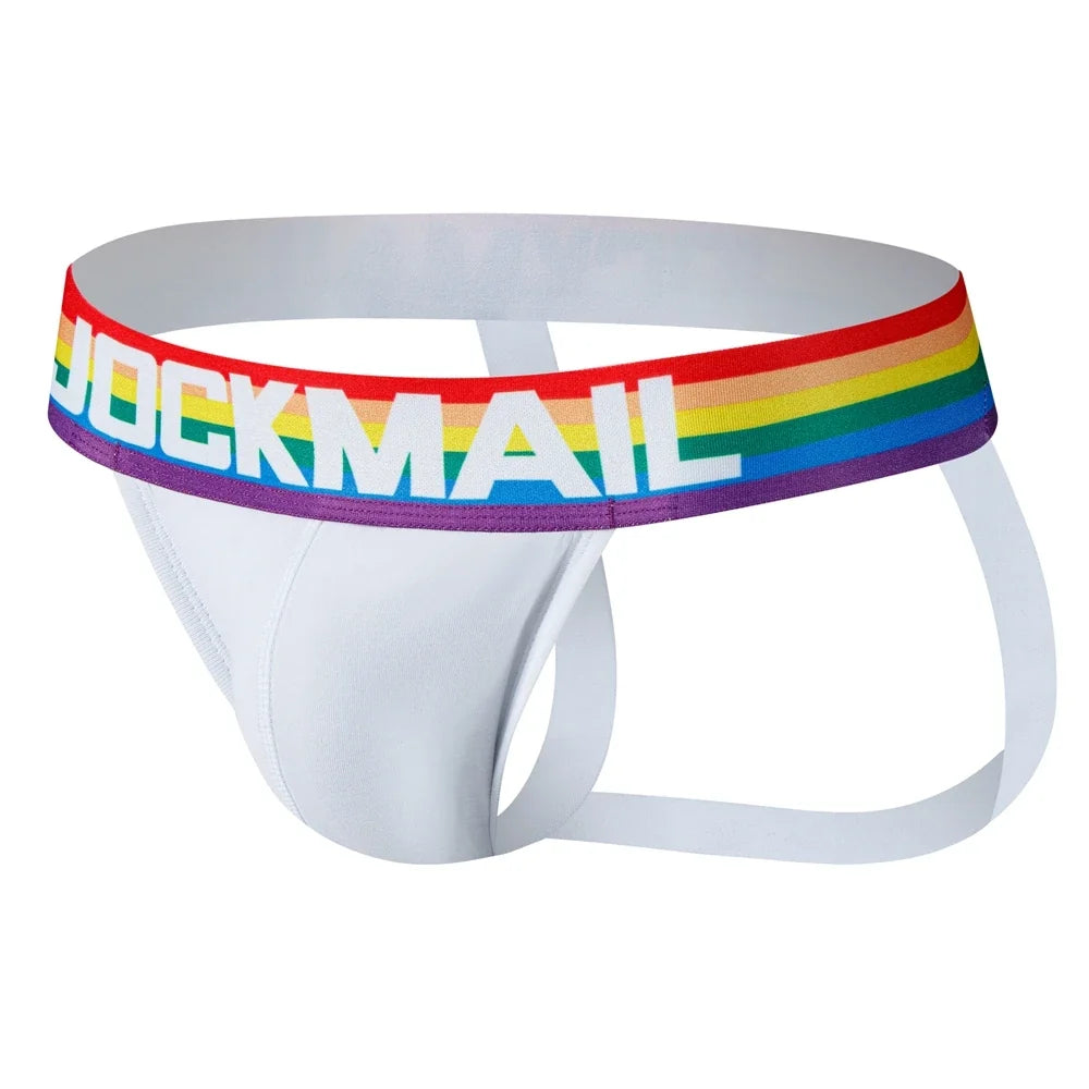 2pcs/Lot Men Underwear Jockstrap Thong Cotton Rainbow Sexy Sissy Mens Briefs Tangas De Homrbre Cueca Gay Underwear Breathable