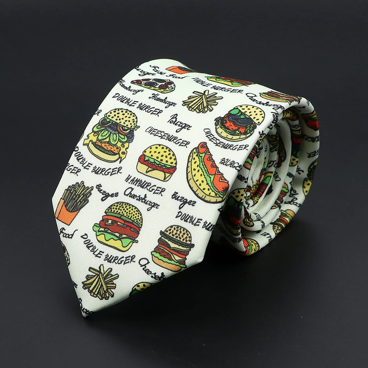 New Design Novelty Mens Ties Soft Skinny Necktie Lips Skull Fish Hamburger Patten Print Ties For Men Wedding Party Accessories