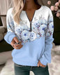 Floral Oversized Zip-Up Hoodie for Women