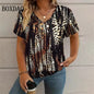 Summer Vintage Leopard 3D Print T-Shirt Women Streetwear Casual T Shirts Plus Size Tops Woman Loose V-Neck Tee Oversized Clothes