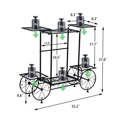 Garden Cart Stand Flower Pot Holder Display Rack Home Plant Stand - Multi-Functional Garden Storage Organizer