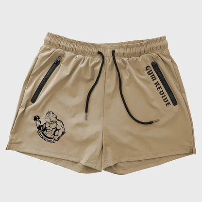 Men's Quick Dry Side Printed Shorts Double Zipper Pocket Side Design Running Basketball Training Fitness Shorts Summer
