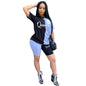 New Summer Fashion Women Stitching Queen Print Tracksuit  2 Piece Set Woman Sports Suit Summer Outfit