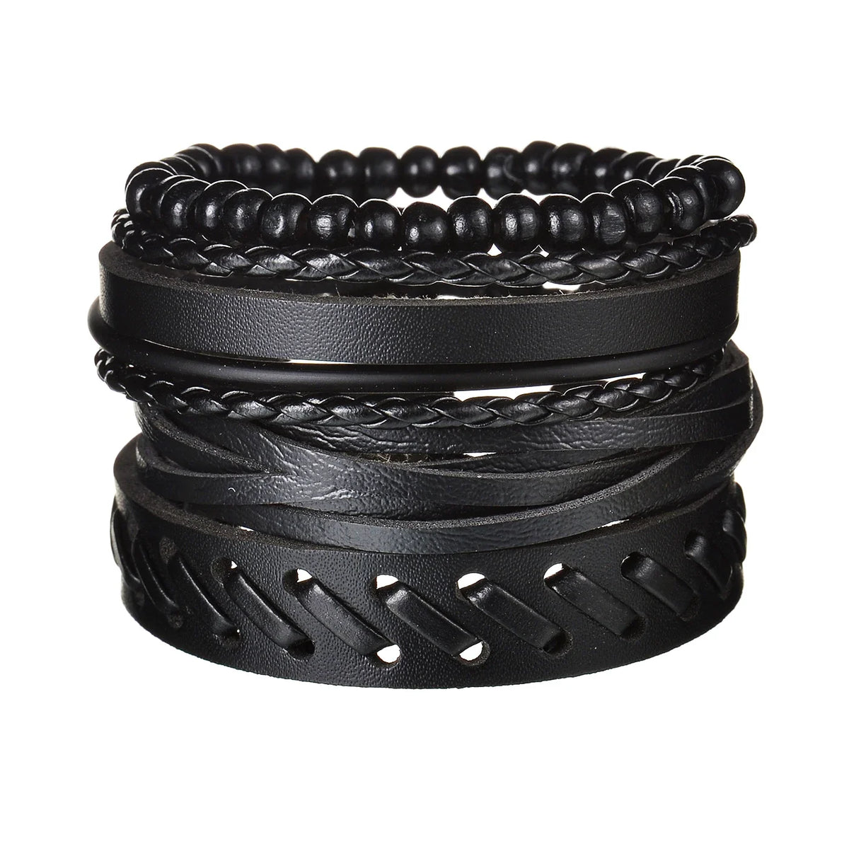 MeMolissa New Fashion Braided Wrap Leather Bracelets for Men High Quality Vintage Charm Wood Beads Ethnic Tribal Wristbands