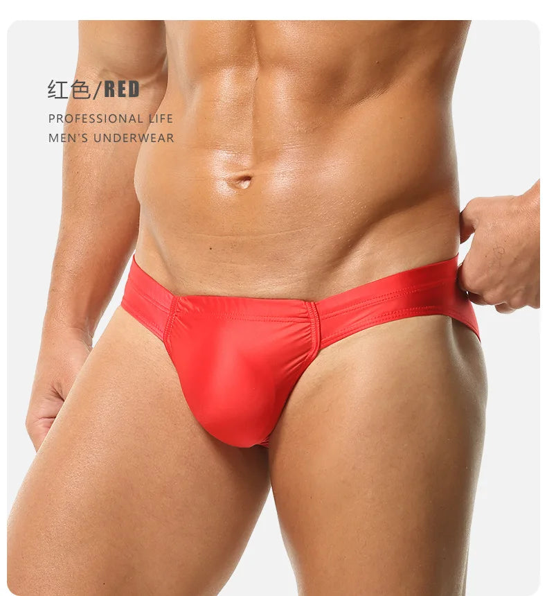 2026 fashion solid color men's three-dimensional triangle breathable sports low waist high elastic tight body F3605