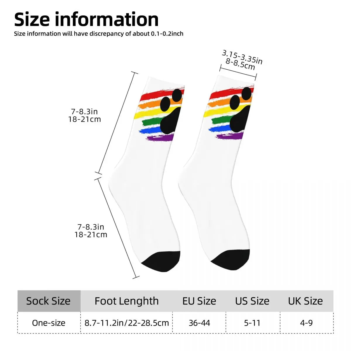 Men's Socks Pup Paw Rainbow Crew Socks