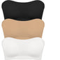 Women's Sexy Strapless Push Up Bra Removable Padded Seamless Ice Silk Top Women Invisible Beauty Back Anti-slip Off-shoulder Bra