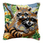 Knot Pillow Package Cartoon Animals Latch Hook Kit Cushion Pillowcase Kussen Set For Needlework Dog Raccoon Latch Hook Kits DIY