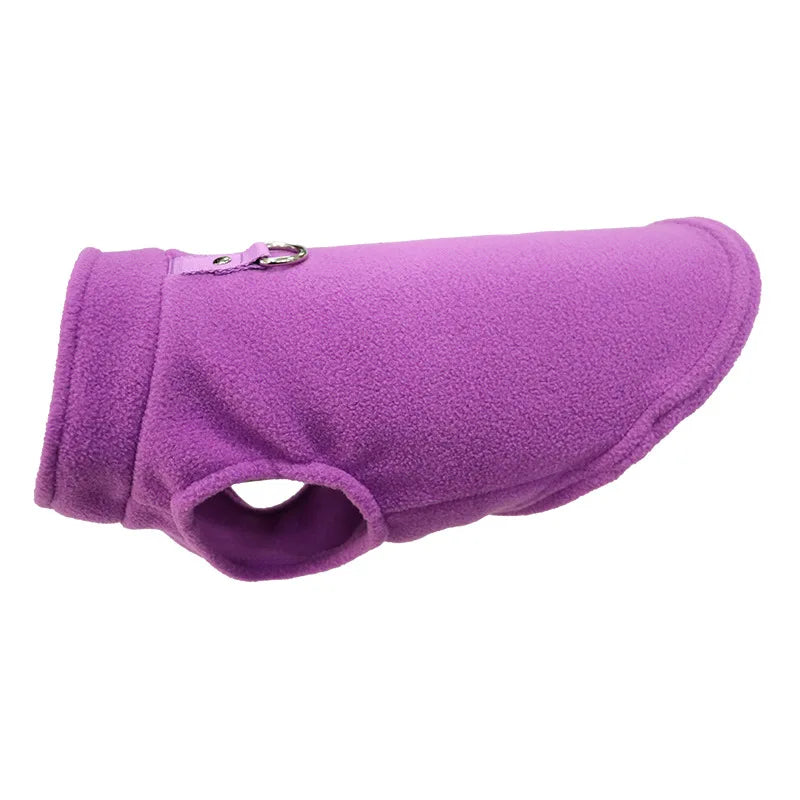 Europe, America, Amazon pet clothes, dog clothes, thickened solid color fleece vest belt, traction pet supplies in stock