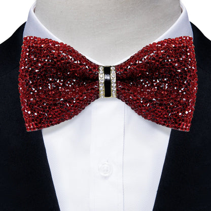 Sparkle Rhinestone Bow Ties for Men Pre-Tied Diamond Sequin Bowtie with Adjustable Length Wedding Party