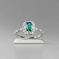 Luxury 18K white Solid Platinum PT950 certifid set with 4*6 imitation emerald ring for women, small, exquisite and versatile