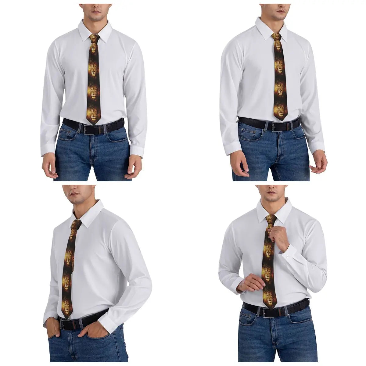 Fashion Lion Of Judah Jesus Necktie for Men Personalized Silk Christian Faith Judah Business Tie