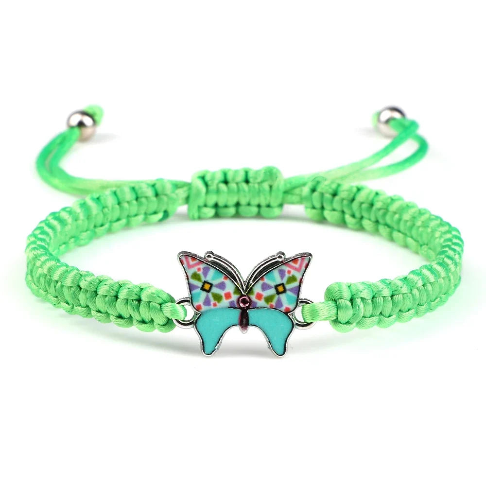 Handmade Braided String Bracelet For Women Blue Butterfly Pendant Adjustable Charm Bracelets&Bangles Fashion Girl Jewelry Gifts