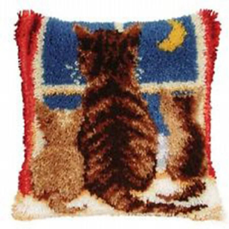 Cats Latch Hook Kits Pillow Cover