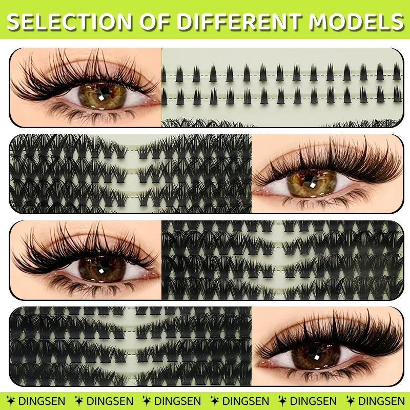 14 Rows Individual Cluster DIY Lash Extensions Natural Thin Wispy Bottom Lashes Mega Volume Thick Segmented Lash Clusters Mixed