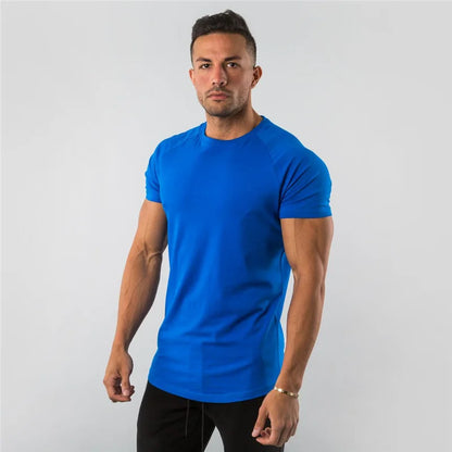 Cotton Plain Tops Tees Fitness Mens