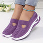 Womens Spring Summer Knit Slip On Sneakers Breathable Mesh Casual Shoes with Arch Support Machine Washable Multi Colors
