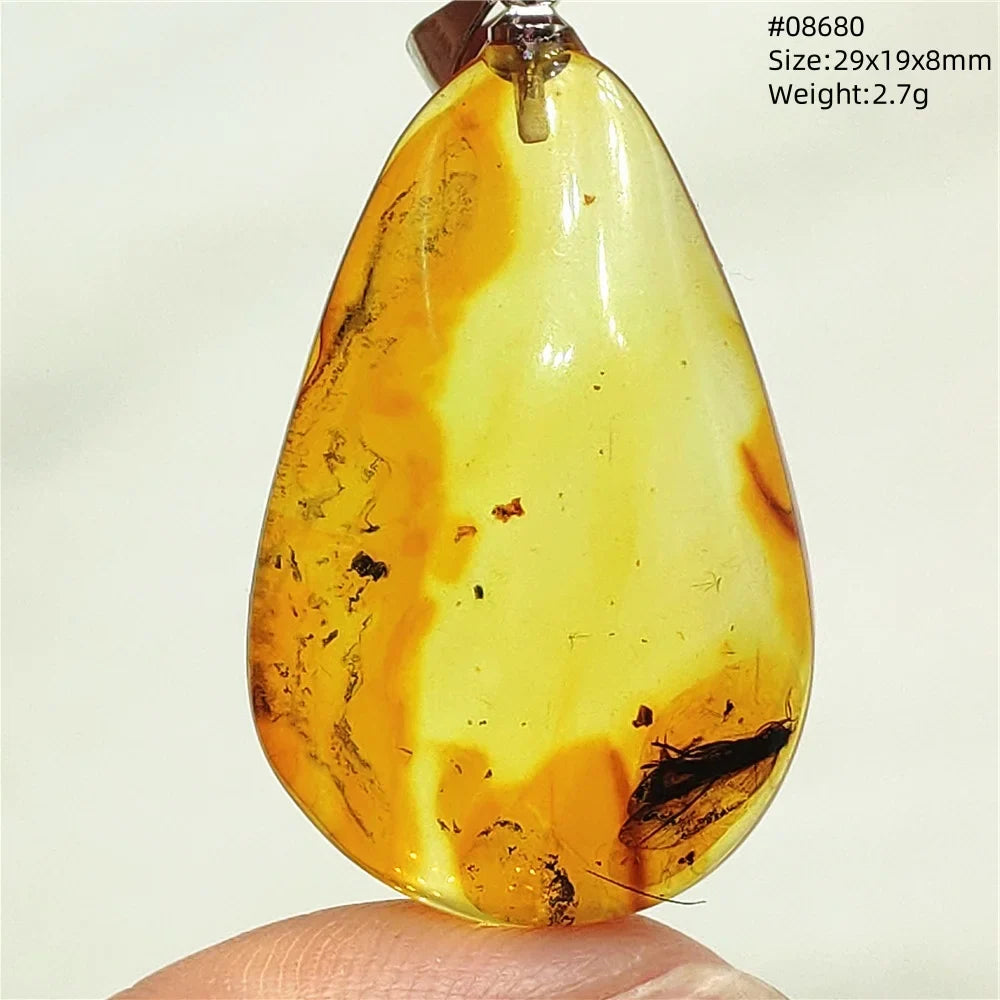Natural Amber Pendant From Baltic Flower Yellow Amber Water Drop Women Men Jewelry Reiki Stone Women Men AAAAAAA