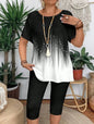 Women's Spring/Summer Fashion Gradient Graphic Print Short Sleeve T-Shirt + Pants Two-Piece Set