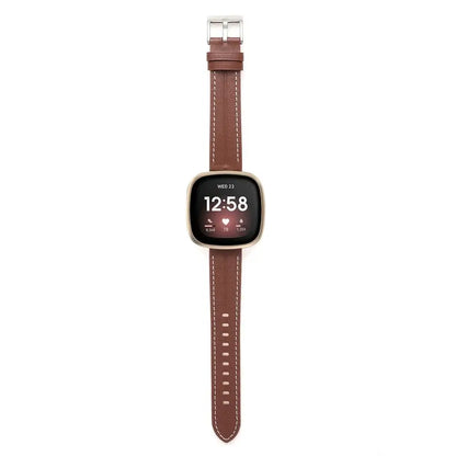 Fitbit Versa 4, 3, 2 & Sense 2 Leather Band with Contrast Stitching
