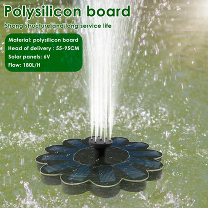 Solar Fountain Pump Bird Bath Fountain Garden Outdoor Water Pool Pond Floating Decor With 5 Nozzles Solar Panel