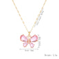 Elegant Pink Crystal Butterfly Necklace for Women High-End Zircon Flower Pendant Fashionable Jewelry Gift