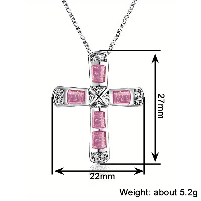 Huitan Modern Cross Pendant Necklace for Women Fashion Stylish Gorgeous Neck Accessories Temperament Elegant Chic Party Jewelry