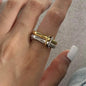 A Niche Two-Color Four-Ring Copper Jewelry Ring, Hypoallergenic, Ins