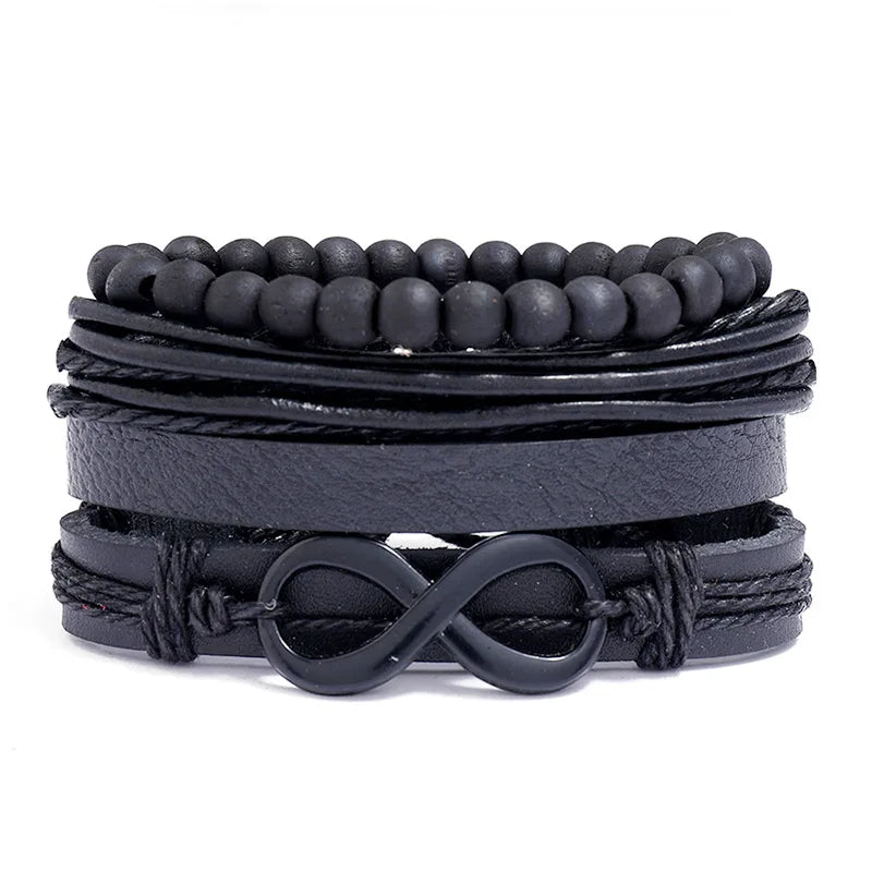 Modyle Multi-layer Gothic Leather Bracelet Set Punk Viantage Wings Charms Handwoven Bracelets for Men Jewelry Gifts