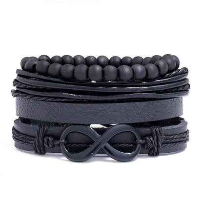 Modyle Multi-layer Gothic Leather Bracelet Set Punk Viantage Wings Charms Handwoven Bracelets for Men Jewelry Gifts