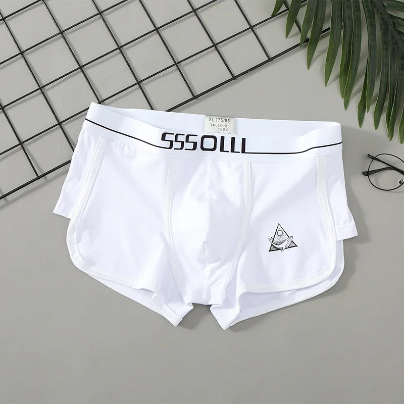 Large Size Men Cotton Underpants Breathable Comfortable Underwear Mid-rise Boxer Shorts Fashion Printed Sexy U Pouch Panties