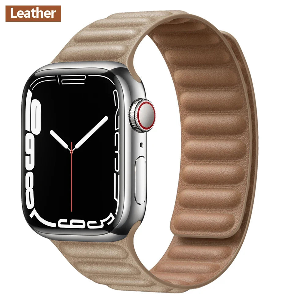 Apple Watch Magnetic Link Band, Leather or Silicone