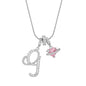 Fashion Letter Necklace for Women Pink Zircon Heart-shaped Pendant Suitable for Girls to Wear Personalized Gold-plated Jewelry