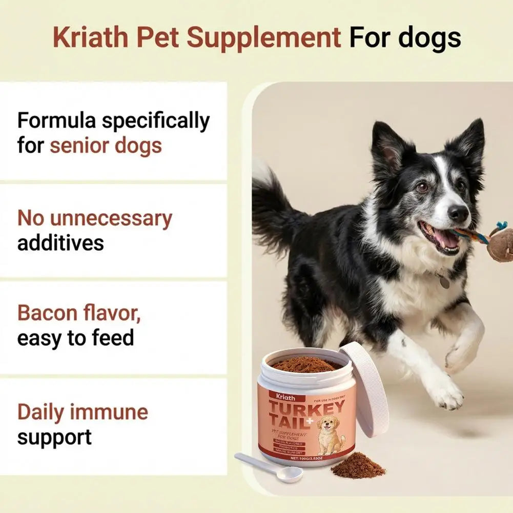 Tarkey Tail Pet Supplement For Dogs Bacon Flavored Probiotics Immune Support Elderly Dog Maintenance Joint Intestinal Skin Care