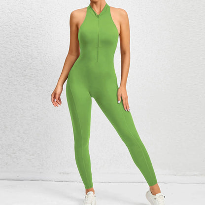 Yoga Women's Padded Workout Suit One-Piece Jumpsuit Workout Set Sports Fitness Overalls Gym Clothing Zipper Long Short 2025 New