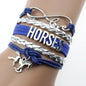 Helpushine Handmade Leather Horse Pendant Bracelet Fashionable Trendy Bracelet for Women and Girls