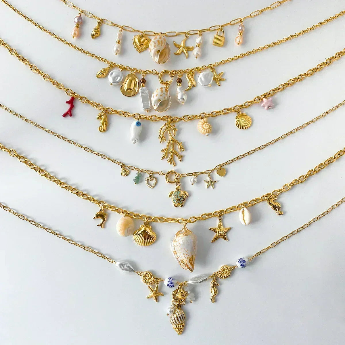 Zora Conch Charm Necklace | Bohemian Beach Jewelry -femstylo
