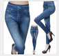 1pcs Women's Denim Print Leggings Females Fashion Slim Leggings Faux