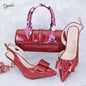 Green Women Shoes And Bag Set African Ladies High Heels Pumps Match With Handbag Sandals Clutch Escarpins Femmes Sandales YM2302