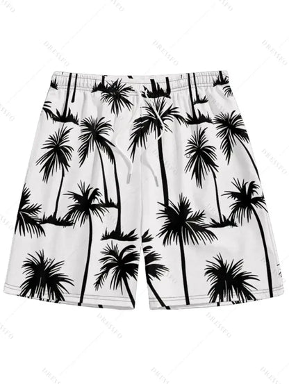 Men's Hawaiian 3D Palm Tree Pattern Beach Shorts Quick Dry Outdoor Leisure Sports Shorts Fashion Men's Shorts