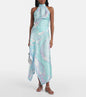 Irregular Satin Printed Sets Halter Neck Lace-up Tank Top Asymmetric Midi Skirt 2 Pieces Set 2026 Summer Casual Vacation Outfits