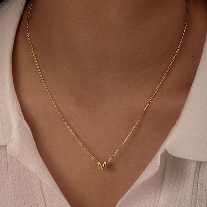 Vnox Chic Tiny A-Z Letters Necklaces for Women Girls, Gold Color Stainless Steel Initial Chokers,Small Pendent Necklaces Jewelry