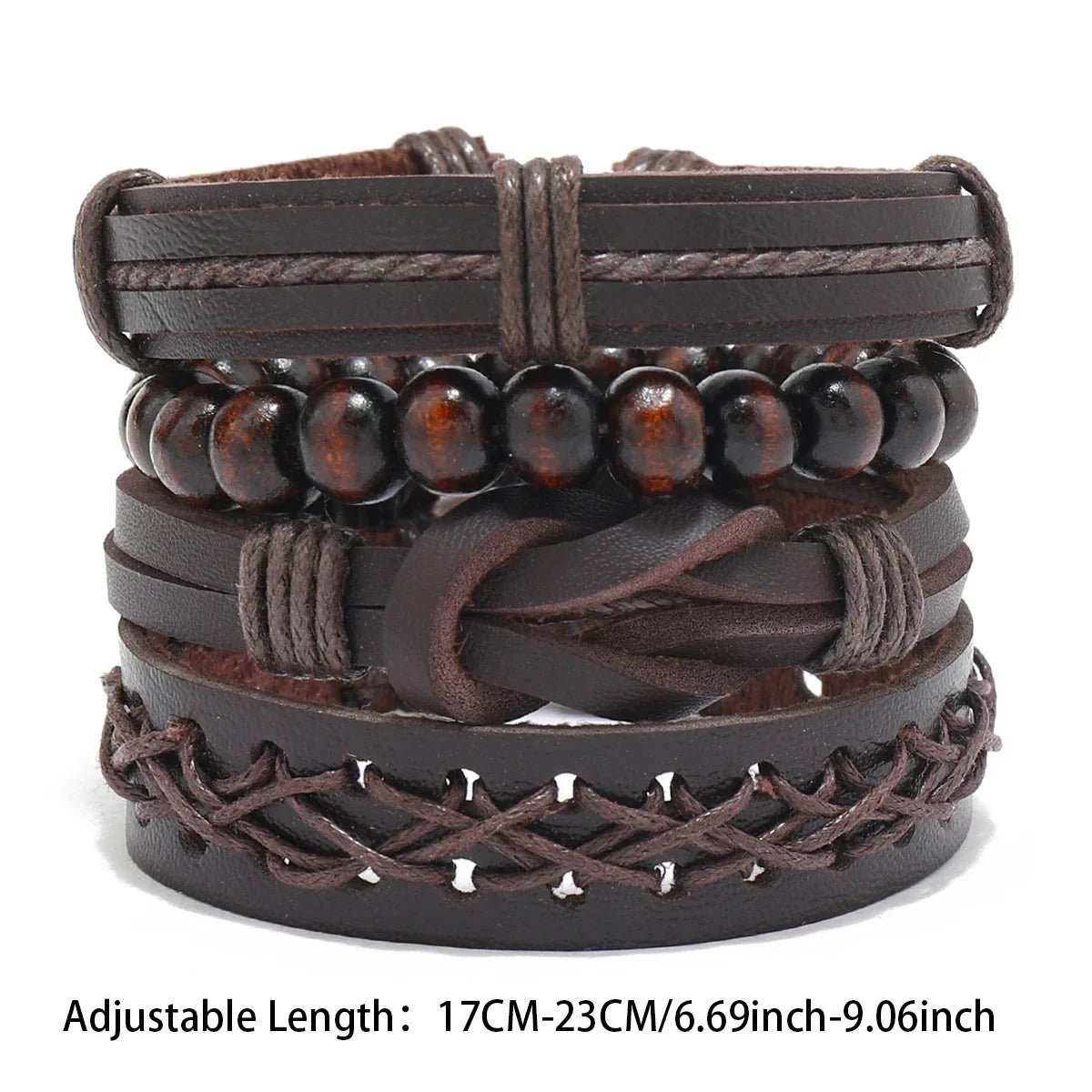 Bohemian Leather Bracelet Men Hand-woven Bracelet Men's Wooden Bead Bracelet Bracelet for Men Charm Bracelet Mens Jewellery