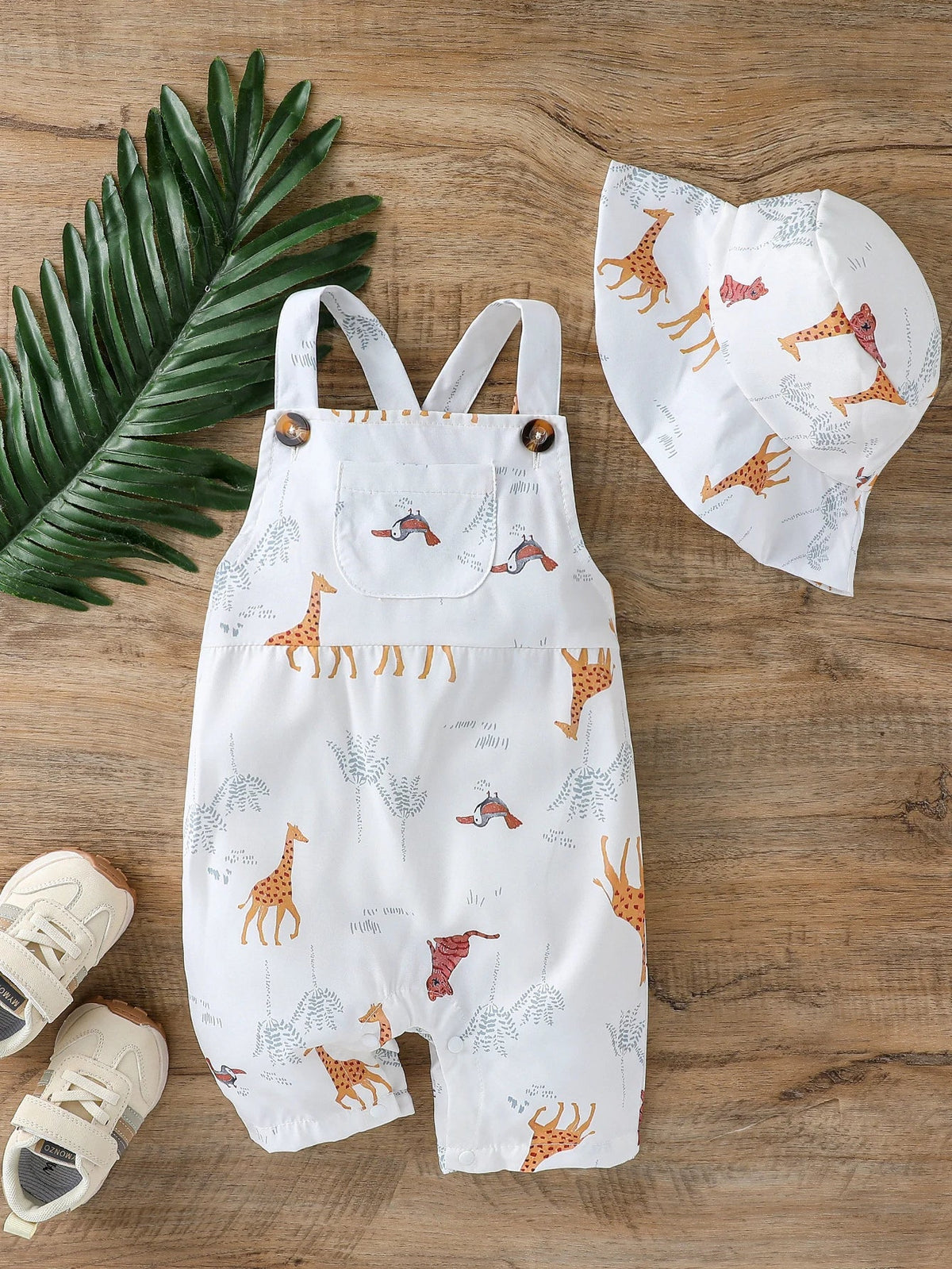 2pcs Baby Boys Summer Sleeveles Jumpsuit Cartoon Animal for 1-3y