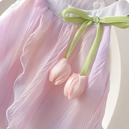 Adorable 0-24m Baby Girls Tulip Decor Bodysuit Summer Halter Sling