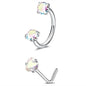 6/2pcs Horseshoe Nose Rings with L-Shape Nose Stud, Stainless Steel