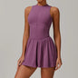 Zipper Fit Sleeveless Yoga Jumpsuit & Skirt Set