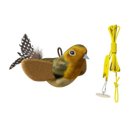 iLMH Indoor Interactive Birds Toy for Cat Chasing Teasing Toy Sounding Catnip Cat Teaser Toy Self-hilarity Wall Hanging Cat Toy