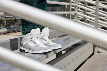 CALTO - S4751 - 3 Inches Taller (White/Grey) - High Top Sneakers